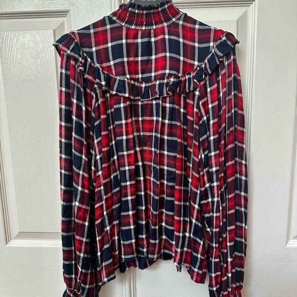 Free People Charlie ruffle plaid top NWT size XS - Picture 2 of 15